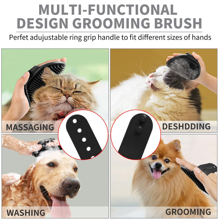 Comotech 6PCS Dog Bath Brush & Dog Toothbrush | Adjustable Handle Shampoo Brush & Scrubber for Short & Long Haired Dogs & Cats | Effectively Solve Odor & Stain Removal Problems (Blue Blue Blue.)