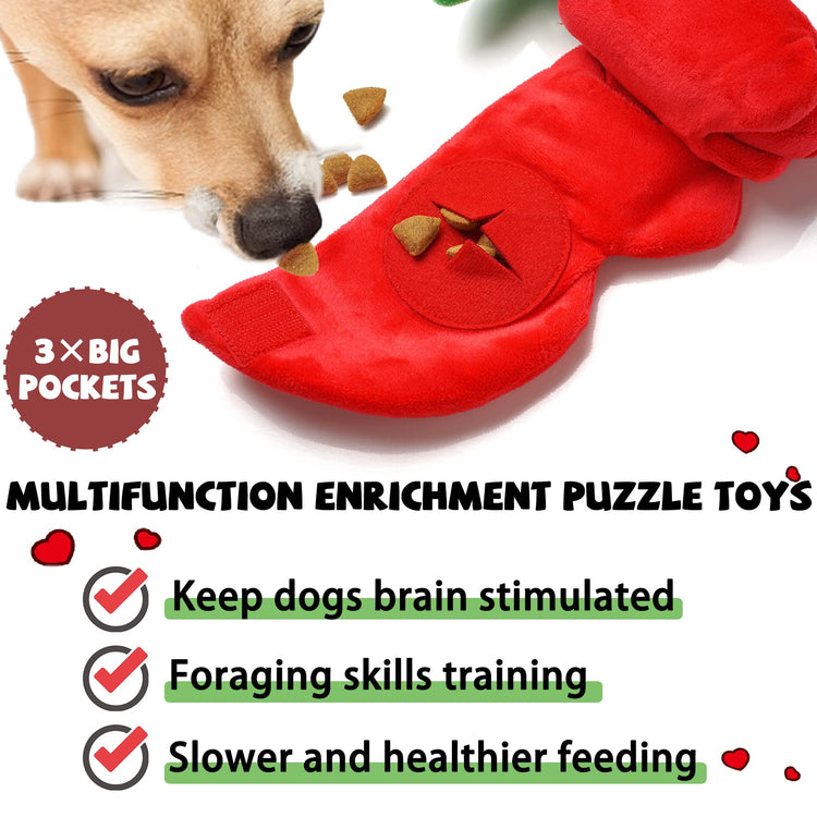 lilfrd Dog Puzzle Toys - Enrichment Squeaky Crinkle Snuffle Treat Dispensing Smart Dog Toys for Boredom and Stimulating, Durable Plush Toys for Large Medium Small Breed - Turtle