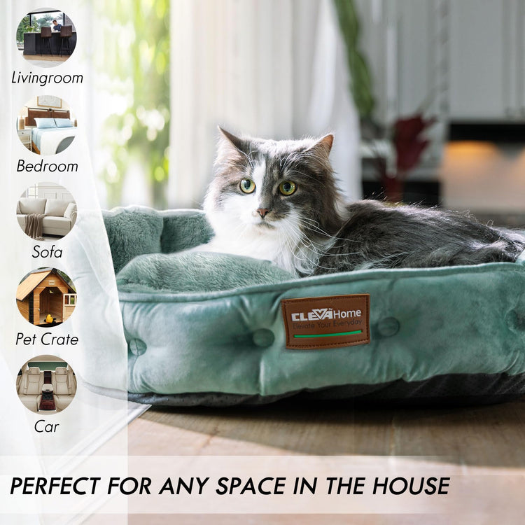 ClevaHome Cat Dog Bed for Small Pets up to 15lbs - Round Cat Beds for Indoor Cats, Machine Washable Comfortable Pet Bed for Puppy and Kitten with Non-Slip Bottom (Plum Pink)