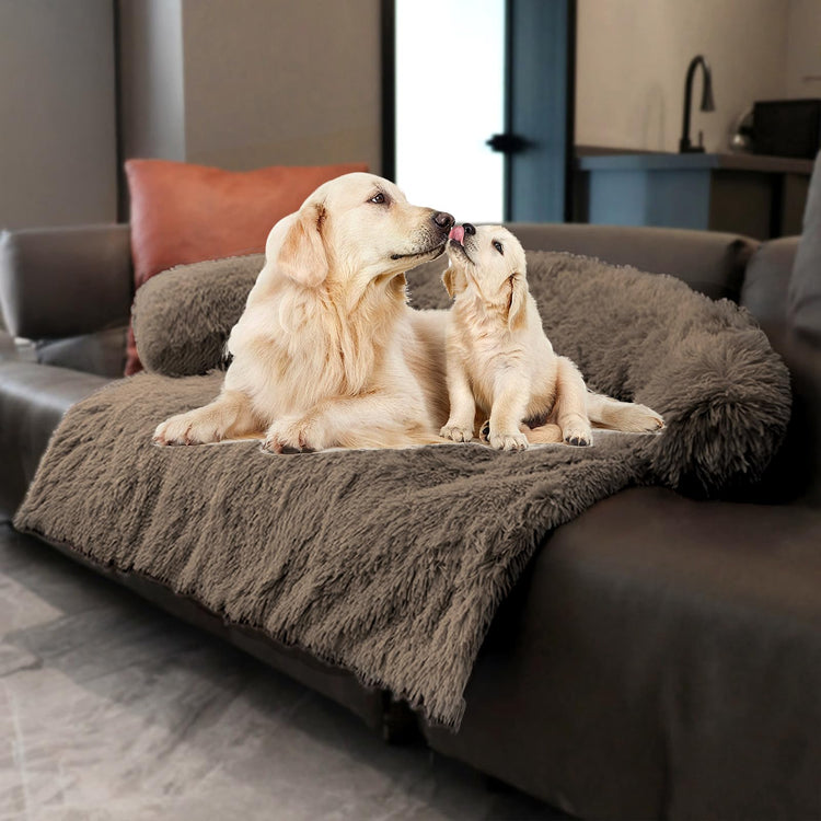 Calming Dogs/Cats Bed Mats, Dog Pad Washable Removable Couch Cover, Plush Long Fur Mat for Pets, Waterproof Lining, Perfect for Small, Medium and Large Dogs and Cats (Gradient Gray, 36"x31")