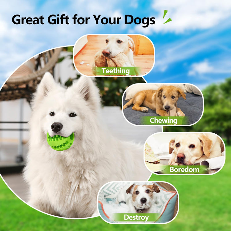 Treat-Dispensing Dog Toys: Durable Rubber Puppy Toys for Boredom - Dog Treat Balls for Small & Medium Breed Indoor Play (2pack)