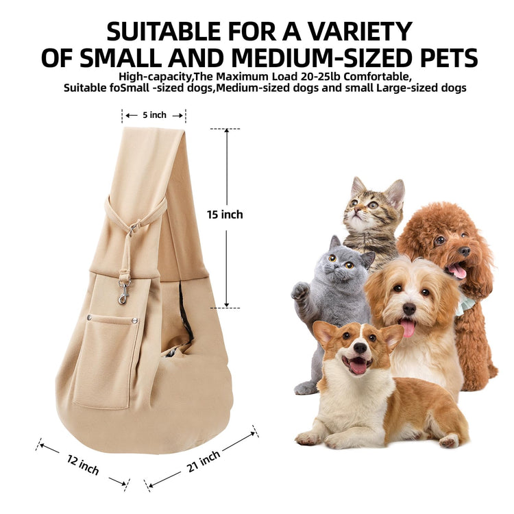 Dog Carrier Sling - Reversible Puppy Carrier Purse with Storage Pocket, Hand-Free Dog Sling Carrier for Carry Small Dogs and Cats, Travel Safety Harness, Dog and Cat Harness(Black)