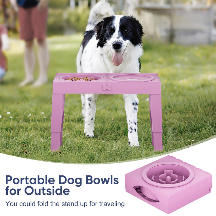 XIAZ Elevated Dog Bowls Large Breed Raised Dogs Bowl Stand Large/Medium Sized Dog Stainless Steel Food Water Bowl Stands 5 Heights Adjustable 9/11/12/14in Black Pet Feeder Dish Station