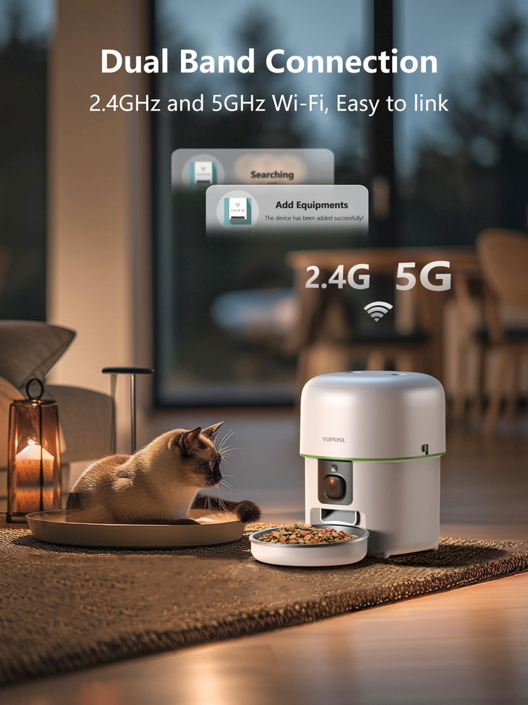 Yuposl Automatic Cat Feeders - 2L Cat Food Dispenser Easy to Use, Timed Automatic Pet Feeder with Over 180-day Battery Life, 1-6 Meals Dry Food Programmable Portion Control Also for Dogs
