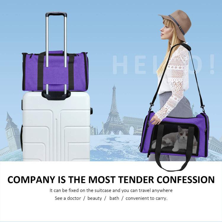 Henkelion Cat Carriers Dog Carrier Pet Carrier For Small / Medium Cats Dogs Puppies (Up To 15lbs), TSA Airline Approved Small Dog Carrier Soft Sided, Collapsible Waterproof Travel Puppy Carrier - Grey