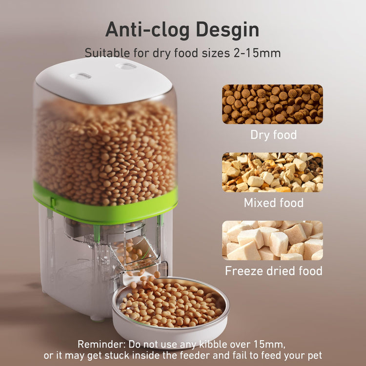 Yuposl Automatic Cat Feeders - 2L Cat Food Dispenser Easy to Use, Timed Automatic Pet Feeder with Over 180-day Battery Life, 1-6 Meals Dry Food Programmable Portion Control Also for Dogs