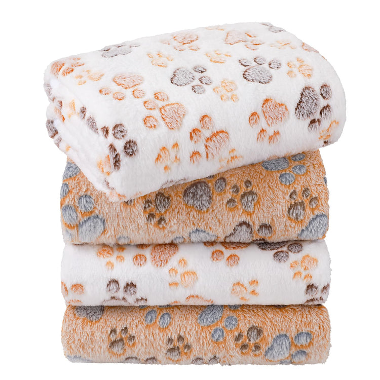 LINENLUX 1 Pack 3 Blankets Super Soft Fluffy Premium Fleece Dog Blankets for Puppy Cat Pet Blanket Flannel Throw Warm Sleep Dog Paw 23x16 inches