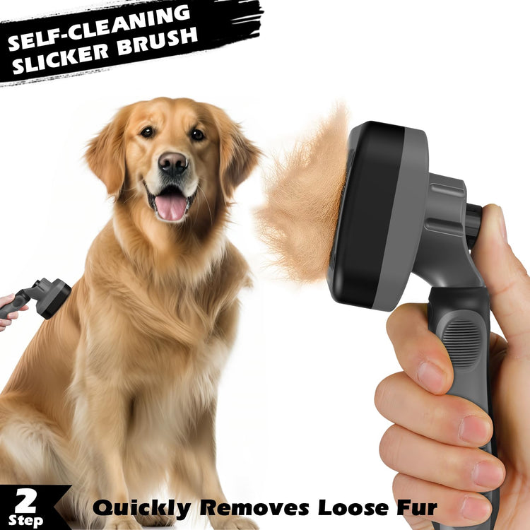 Augwind 7 in 1 Pet Grooming Kit - Dog&Cat Comb, Deshedding Brush, Nail Clipper with File, Bath Brush - Premium Pet Supplies (Blue)