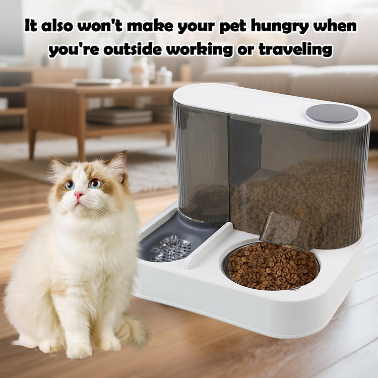 2 in 1 Automatic Cat Feeder & Water Dispenser,Gravity Pet Feeder Stainless Steel Food Water Bowl All-in-One Large Capacity Self Feeding for Cats Dogs Small Medium Pets(Green)