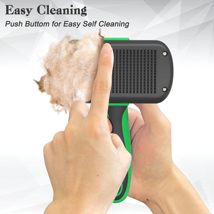 Dipoo Self-Cleaning Pet Grooming Brush - Skin-Friendly Deshedding Tool for Dogs & Cats in Pink, Removes Loose Hair and Tangles