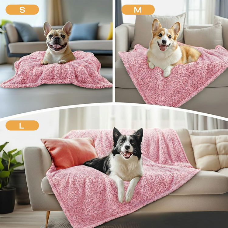 1 Pack 3 Calming Blankets Fluffy Premium Fleece Pet Blanket Soft Sherpa Throw for Dog Puppy Cat Beige Small (23" x16'')