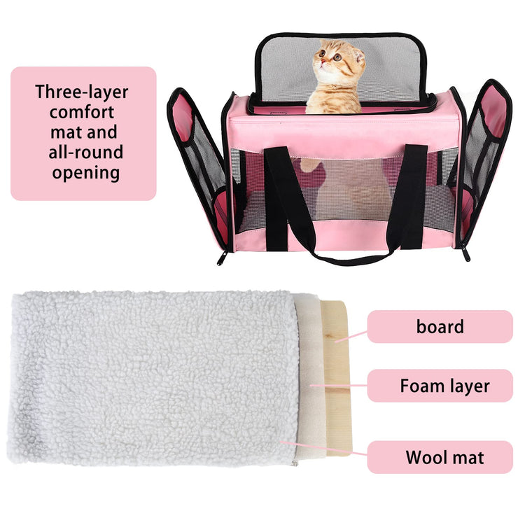 Cat Dog Carriers Soft-Sided Pet Carrier Large Cats for Medium Big Cat Small Dog Puppy up to 16lbs TSA Airline Approved Animal Collapsible Cat Carrier Carriers Travel Carrier Cat Bag (17x11x11)