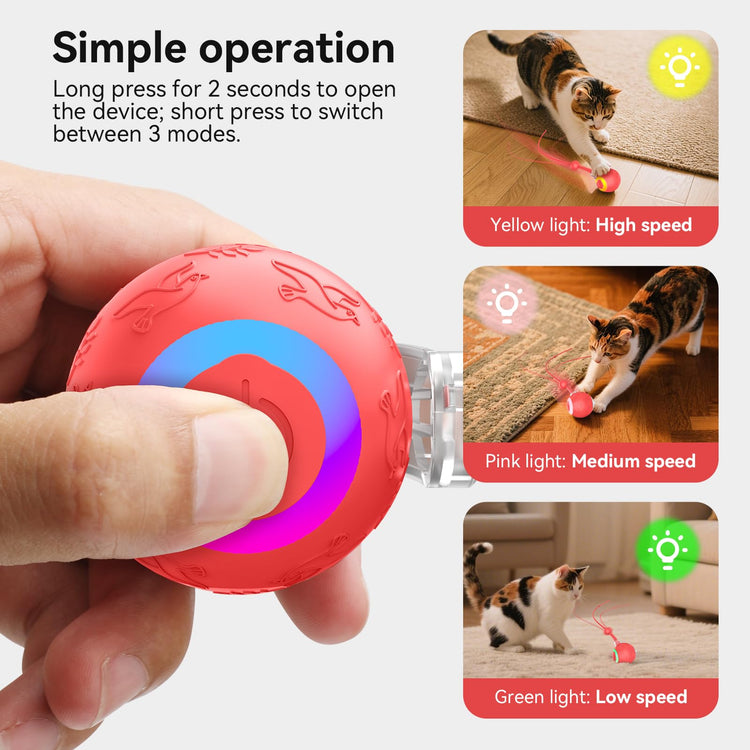Smart Interactive Cat Dog Toys, Automatic Pet Toys for Bored Indoor Cats and Dogs, Motion Activated, USB Rechargeable, Christmas Pet Birthday Gifts (Pink)