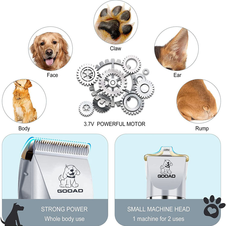 Dog Clippers for Grooming,Dog Grooming Kit for Heavy Thick Hair&Coats/Low Noise Rechargeable Cordless Hair Trimmer/Pet Shaver with Paw Trimmer for Small & Large Dogs Cats
