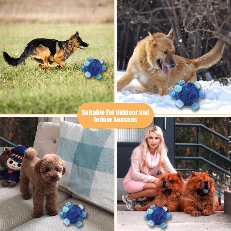 Dog Snuffle Ball-Interactive Puzzle Dog Toys Encourage Natural Foraging Skills Slow Feeder for Training and Stress Relief, Cloth Strip Hiding Food Chew Toys with Squeaky Carrot Toy for Any Size