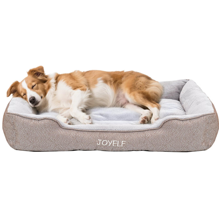 JOYELF Rectangle Dog Bed Calming Cat Bed Sofa, Cute Fluffy Pet Couch Bed for Medium Dogs and Cats - Medium(Upgraded Version)