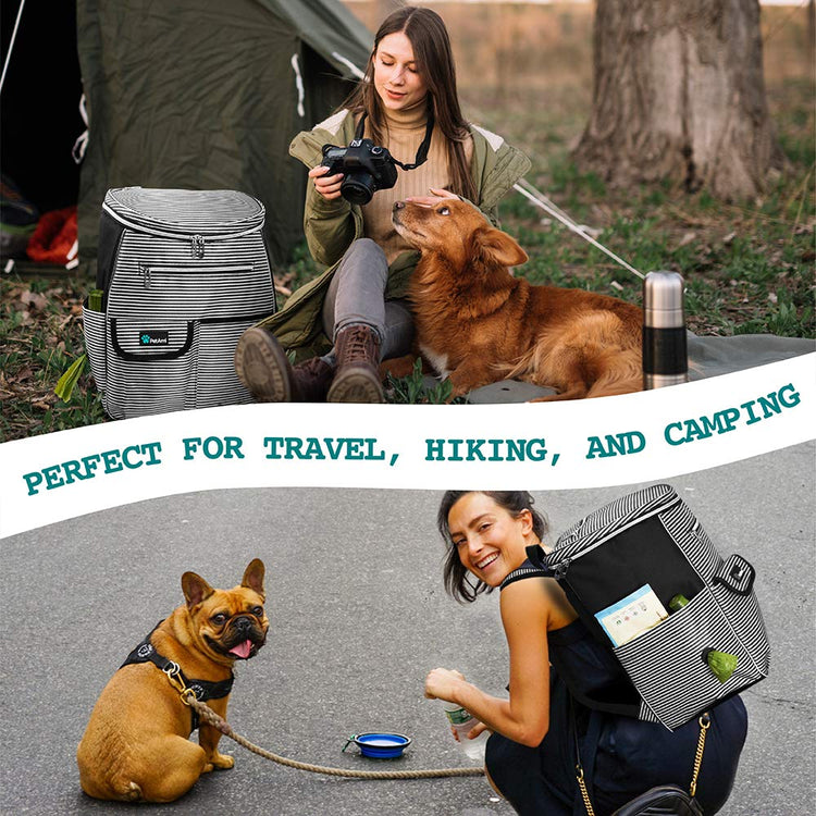 PetAmi Dog Travel Bag Backpack, Airline Approved Dog Bags for Traveling, Puppy Diaper Bag Supplies, Pet Camping Essentials Hiking Accessories Dog Mom Gift, Food Container, Collapsible Bowls, Gray