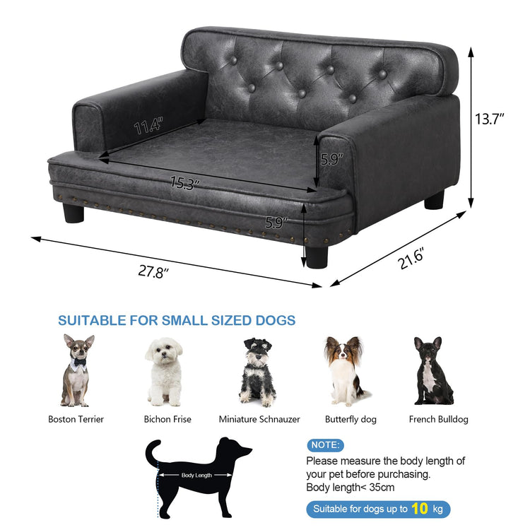Dog Bed,Cat Bed,Dog Couch,Cat Couch,Puppy Bed,Pet Sofa,Pet Couch,Pet Bed for Cats, Wooden Frame and Suede Fabric,for Small Breeds Using (Grey)