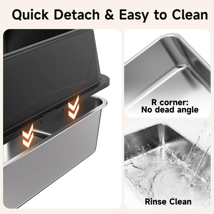 2 Pack XL Stainless Steel Litter Box with High Sides Shield for Multi Cat, Extra Large Tall Wall Open Top Deep Metal Pan for Big Cats, Anti-Leak Non-Stick Odor Control, 2 Scoops Included, Gray