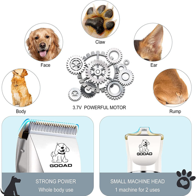 Dog Clippers for Grooming,Dog Grooming Kit for Heavy Thick Hair&Coats/Low Noise Rechargeable Cordless Hair Trimmer/Pet Shaver with Paw Trimmer for Small & Large Dogs Cats