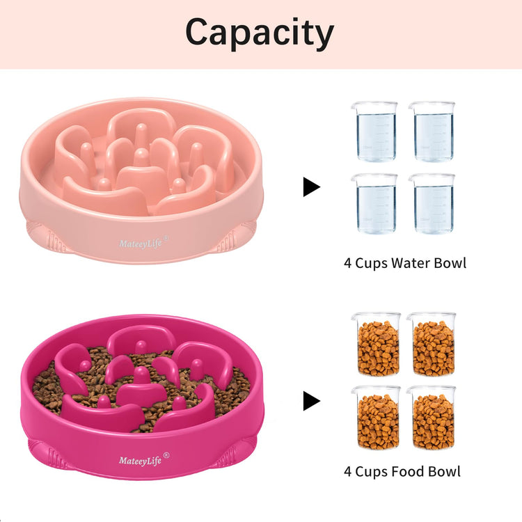 MateeyLife Slow Feeder Dog Bowls 2PCS, Anti-Choking Puzzle Dog Food Bowls, Anti-Slip Interactive Feeding Slow Down Eating, Bloat Stop Maze Dishes for Medium Breeds