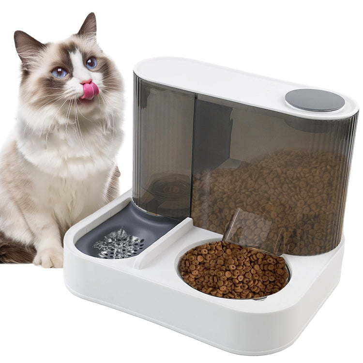 2 in 1 Automatic Cat Feeder & Water Dispenser,Gravity Pet Feeder Stainless Steel Food Water Bowl All-in-One Large Capacity Self Feeding for Cats Dogs Small Medium Pets(Green)