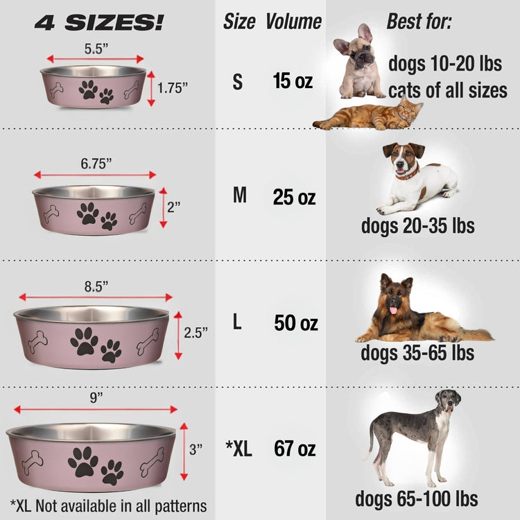 Loving Pets Bella Dog Bowls- Stainless Steel Dog & Cat Bowls - Spill Proof Dog Food Bowl, Cat Bowl, Puppy Essentials & Pet Supplies Great for Home & Travel (Medium 20-35 lbs, Blueberry)