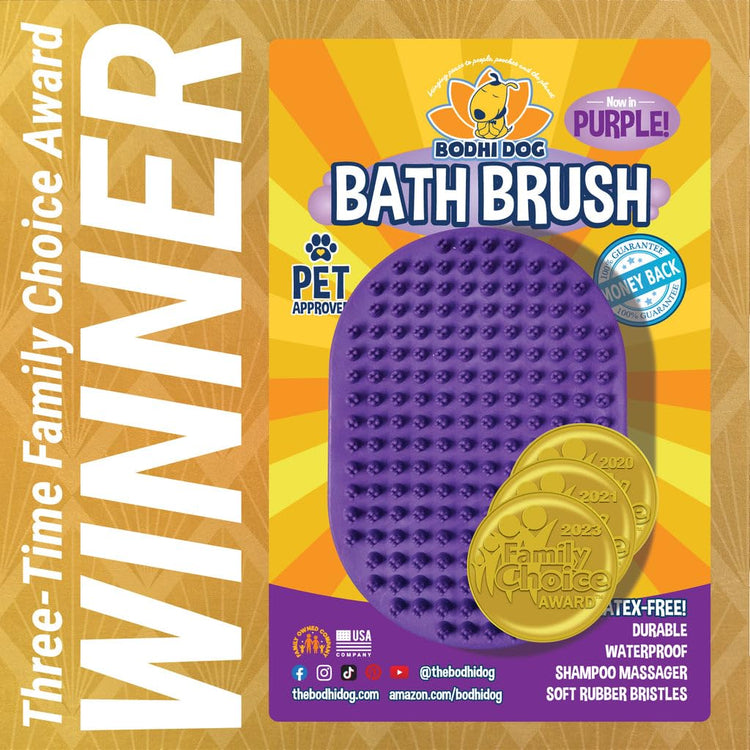 Bodhi Dog Shampoo Brush - Pet Grooming & Bath Supplies for Dogs and Cats - Bath Brush for Long & Short Hair - Premium Scrubber for Shower, Bathing & Massage (One Pack, Silver Glitter)