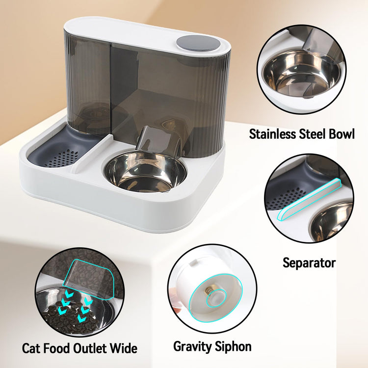 2 in 1 Automatic Cat Feeder & Water Dispenser,Gravity Pet Feeder Stainless Steel Food Water Bowl All-in-One Large Capacity Self Feeding for Cats Dogs Small Medium Pets(Green)