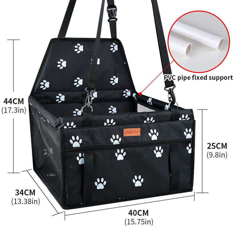 Dog Car Seat Puppy Portable Pet Booster Car Seat with Clip-On Safety Leash and PVC Support Pipe, Anti-Collapse,Perfect for Small Pets