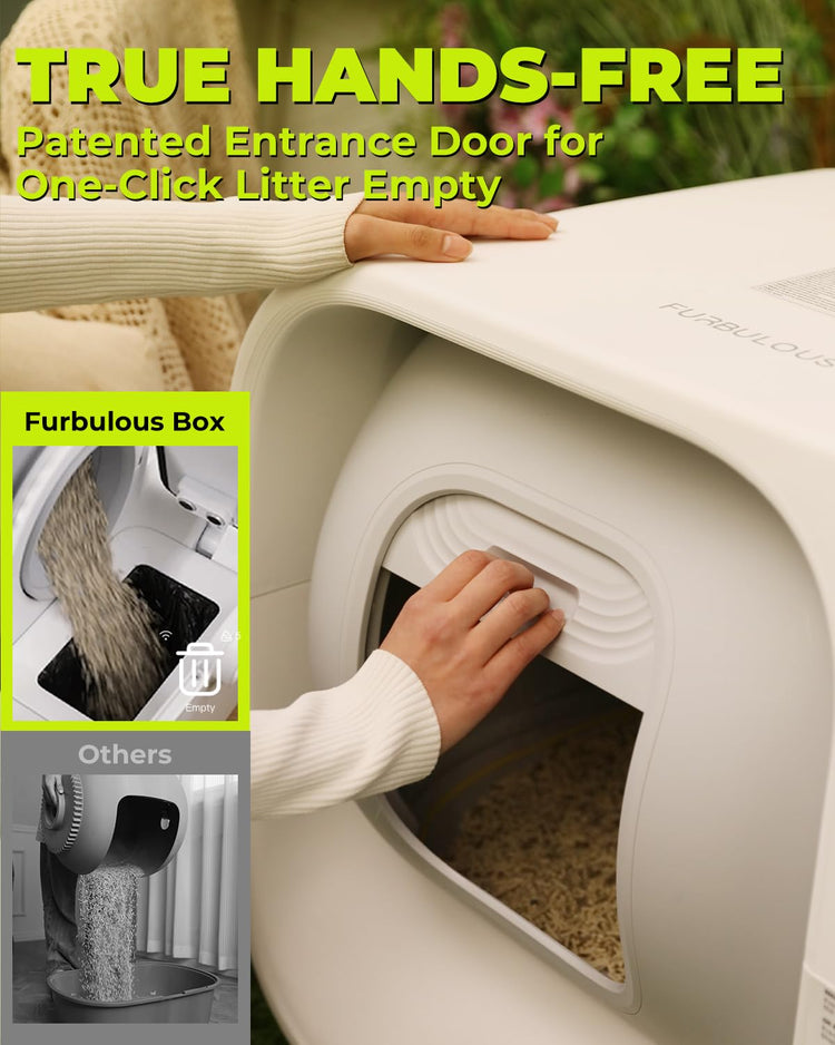 Furbulous True Odor-Free Automatic Cat Litter Box with Self-Pack and Refill System, APP Control, Self Cleaning and Packing Litter Box with Extra Large Space for 3.3-22 lbs Cats, Upgraded