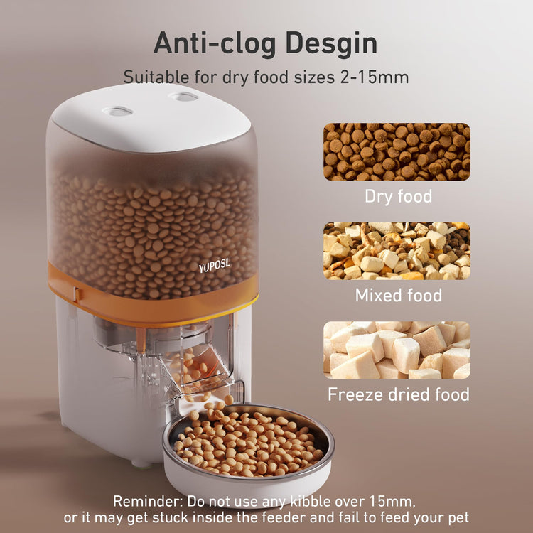 Yuposl Automatic Cat Feeders - 2L Cat Food Dispenser Easy to Use, Timed Automatic Pet Feeder with Over 180-day Battery Life, 1-6 Meals Dry Food Programmable Portion Control Also for Dogs