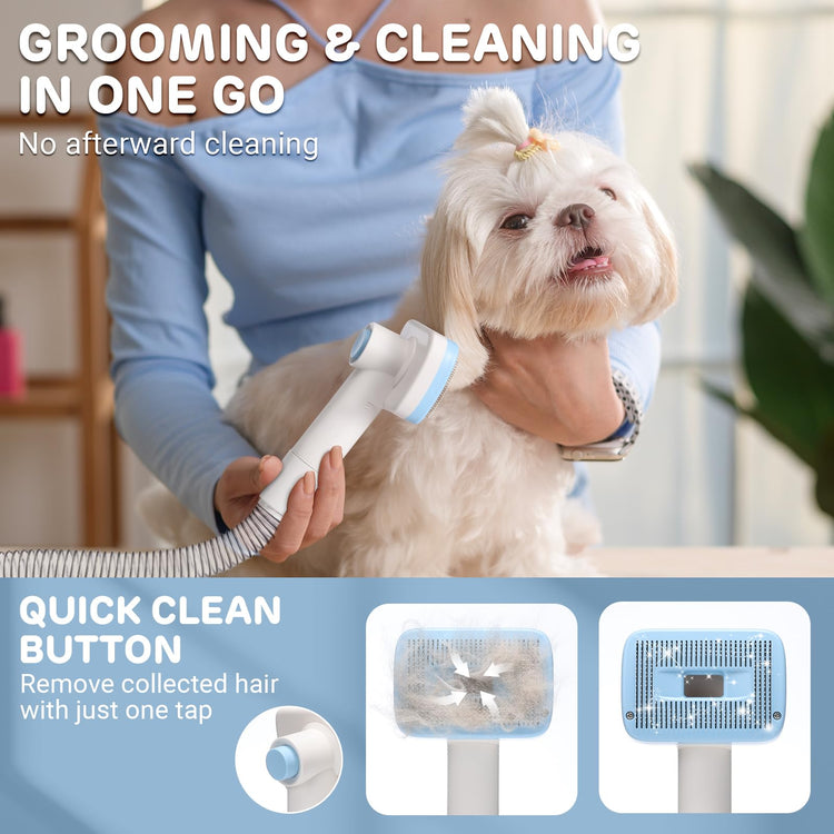 iPettie D23 Pro Pet Grooming Kit for Dogs: Vacuum Dog Brush and Dog Trimmer Vacuum — 95°F-140°F Adjustable Temperature, Adjustable Wind Speed, 23000 PA Suction for All Pet Grooming Needs