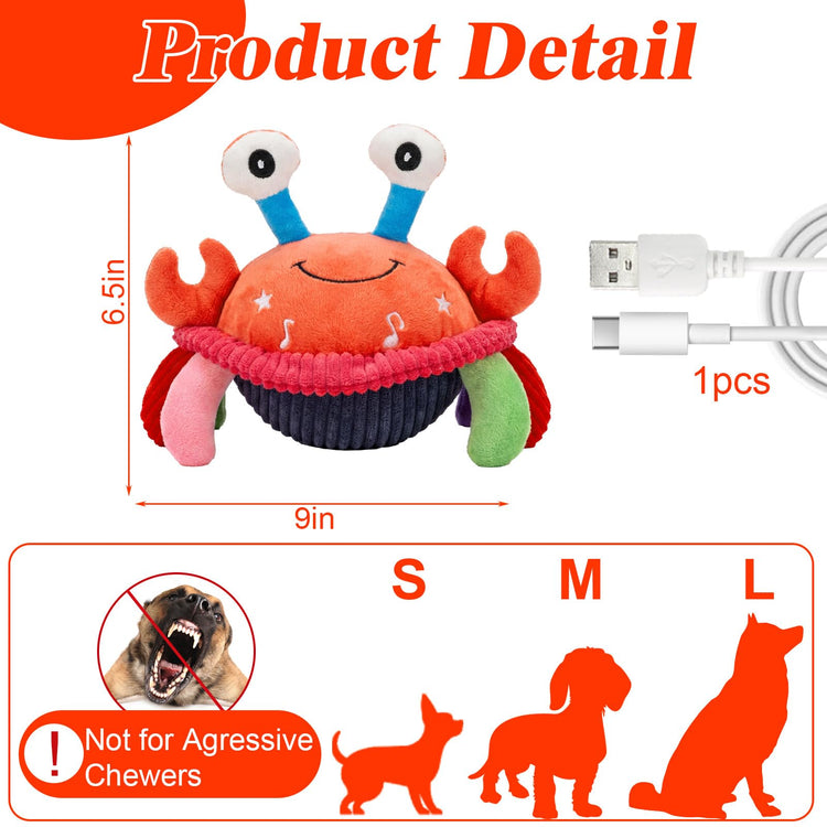 Mity rain Interactive Dog Toys with Thicken Plush, Moving Dog Toy with Recording Mode Shaking & Singing Mode Bouncing, Funny Ball Jumping to Keep Them Busy & Chase, Rechargeable (Octopus)