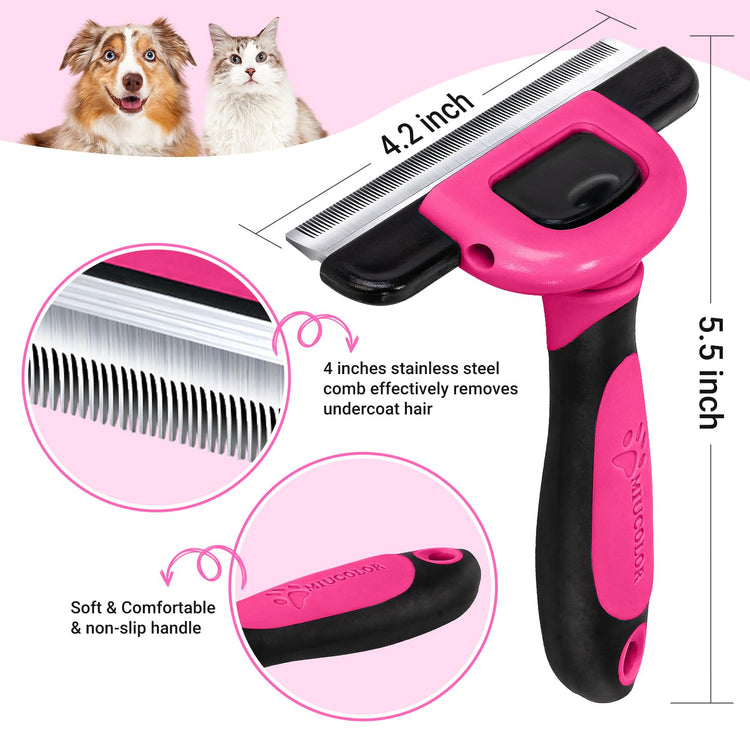 MIU COLOR Pet Grooming Brush, Deshedding Tool for Dogs & Cats, Effectively Reduces Shedding by up to 95% for Short Medium and Long Pet Hair, Purple
