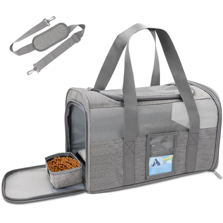 Refrze Cat Carrier,Dog Carriers for Small Dogs Medium Cats Pet Carrier up to 15 Lbs, TSA Airline Approved Cat Carrier Soft, Cat Dog Crate Travel Bag,Grey