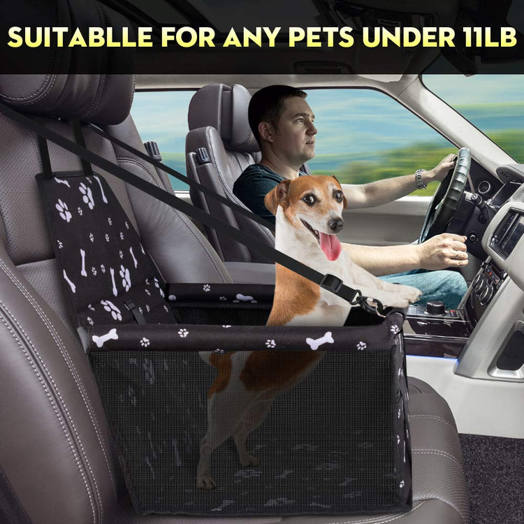 Dog Car Seat Puppy Portable Pet Booster Car Seat with Clip-On Safety Leash and PVC Support Pipe, Anti-Collapse,Perfect for Small Pets
