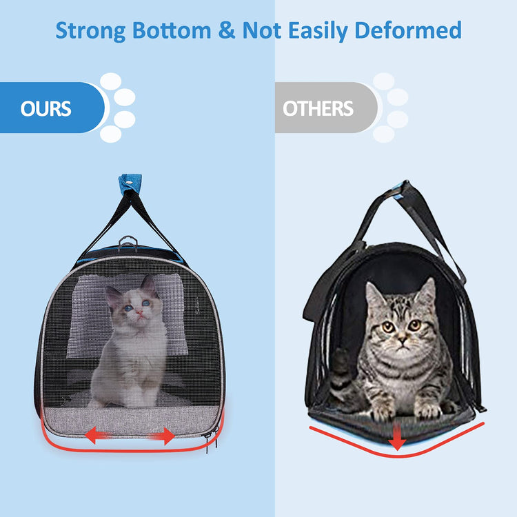 BurgeonNest Cat Carrier for Large Cats 20 lbs, Soft-Sided Pet Carrier for Small Dogs Medium Puppy Under 25 lbs, Puppy Travel Bag with Big Storage Bag, 4 Ventilated Windows, 3 Doors