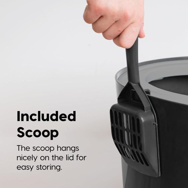 IRIS USA Cat Litter Box Large Open Top with High Sided Walls Tall Scatter Shield Scoop Included Easy Clean Plastic Pan Stain Resistant for Big Cats Kittens Indoor Multi-Cat Households