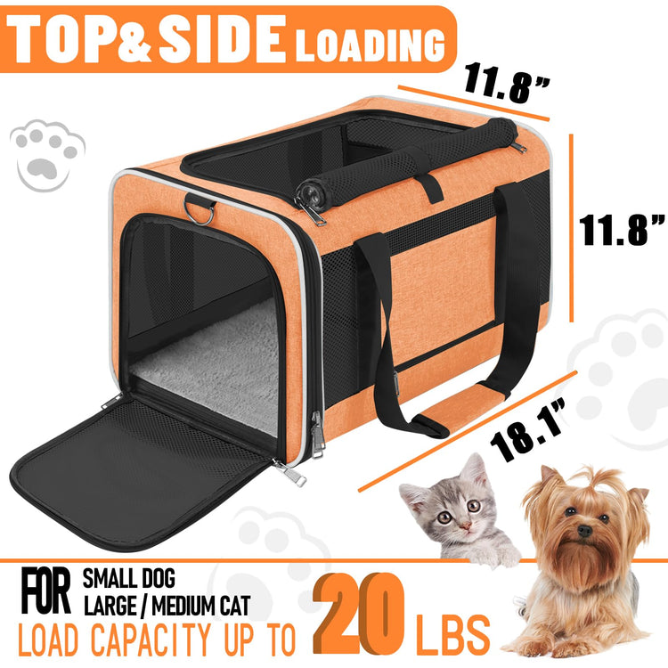 GAPZER Small Dog Carrier Cage Soft Chihuahua / Softshell Big Cat Carrier Maine Coon / Pet Taxi Carrying Bag over 25lbs / Top Loader Travel Kennel Brown
