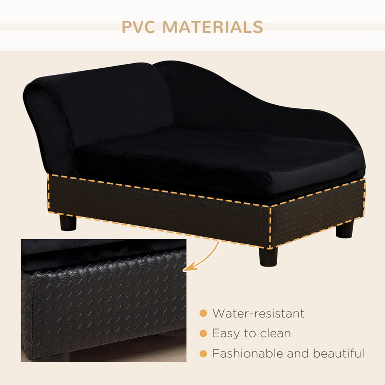 PawHut Luxury Fancy Dog Couch with Hidden Storage, Small Dog Sofa Bed with 2" Soft Foam, Modern Pet Furniture for Puppies & Little Breeds, Green