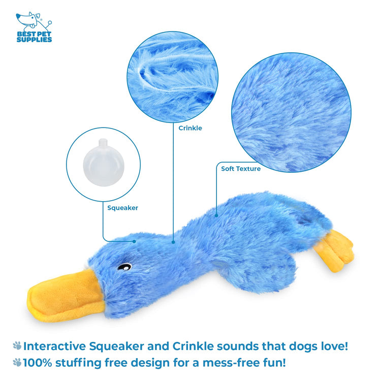 Best Pet Supplies Interactive Squeaky Dog Chew Toy, Ideal Dog Toys for Chewers, Small, Medium & Large Dogs, and Fetch Lovers - Crinkle Duck (Light Pink), Large