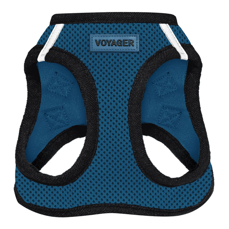 Best Pet Supplies - All Weather Mesh / Plush, Reflective, No Pull Harness for Small, Medium Dogs, Cats - Secure with Hook & Loop Fastener, Buckle, Double D-Rings - Baby Blue/Black Trim, XL