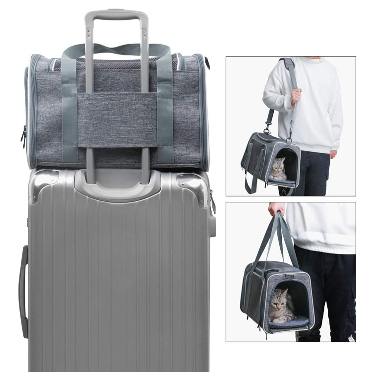 Cat Carrier - Portable Foldable Dog Pet Carrier, Soft-Sided Pet Bag up to 15 Lbs, Airline Approved Travel Puppy Carrier