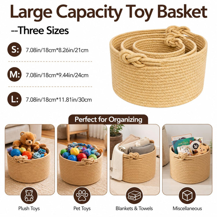 Personalized Dog Toy Basket with Name, Custom Puppy & Kitten Toy Storage Bins, Personalized Cute Handmade Cotton Rope Organizer for Snacks, Pet Supplies, Birthday Gifts Basket for Pets (A1)