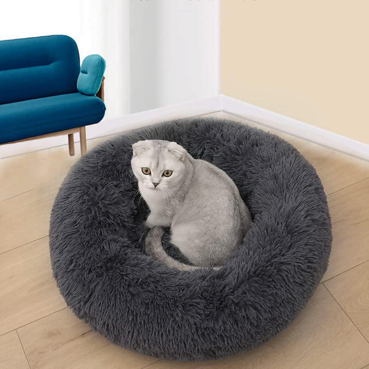 Dog Bed for Small Medium Large Dogs Cats, 20 inch Calming Washable-Round Cozy Soft Pet Bed for Puppy and Kitten with Slip-Resistant Bottom