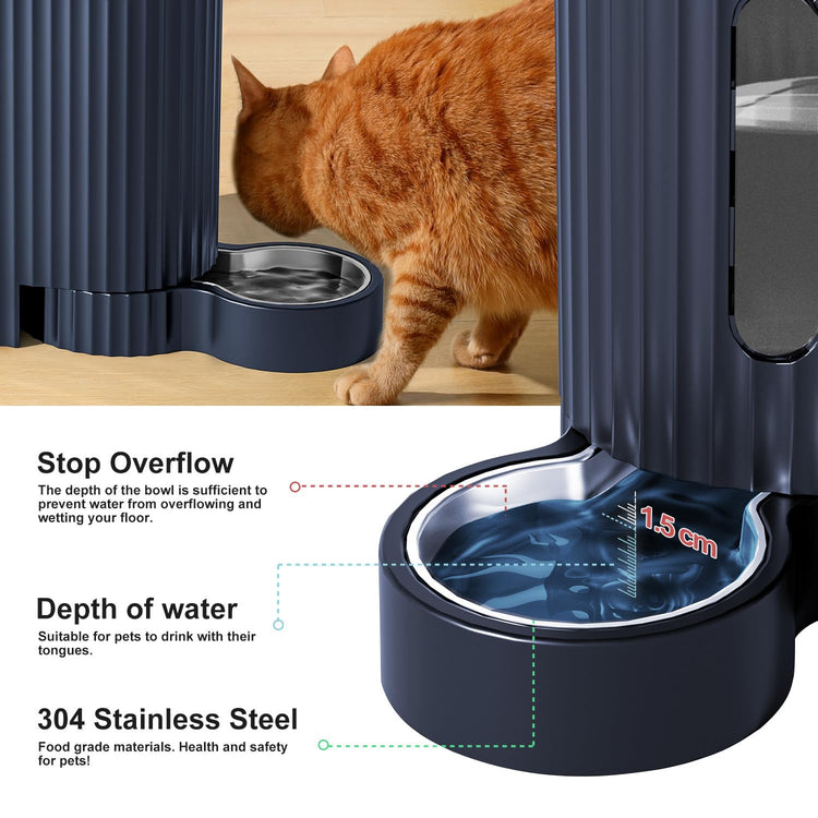 Gardner Pet Automatic Gravity Cat Food Feeder and Water Dispenser Stainless Steel Two-in-One Set Large Capacity Dispenser for Pets Dogs, Puppies, Kittens-(0.8 Gallons x 2)