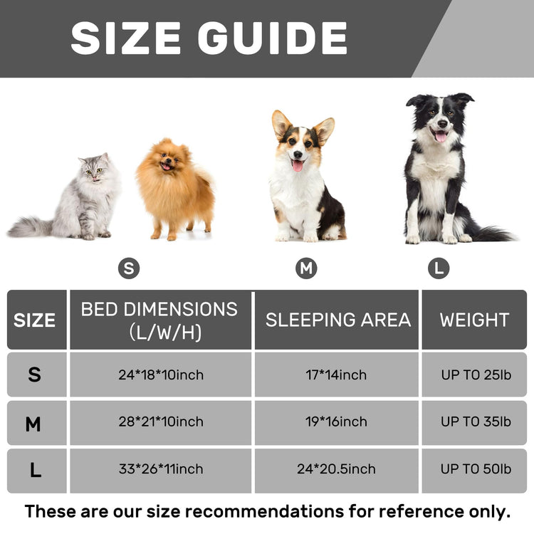 Hollypet Fluffy Dog Cat Bed Pet Couch Beds Plush Soft Warming Machine Washable Puppy Bed with Non-Slip Bottom for Cats and Small Medium Dogs up to 25 lbs, Gray, 24" L x 18" W x 10" Th