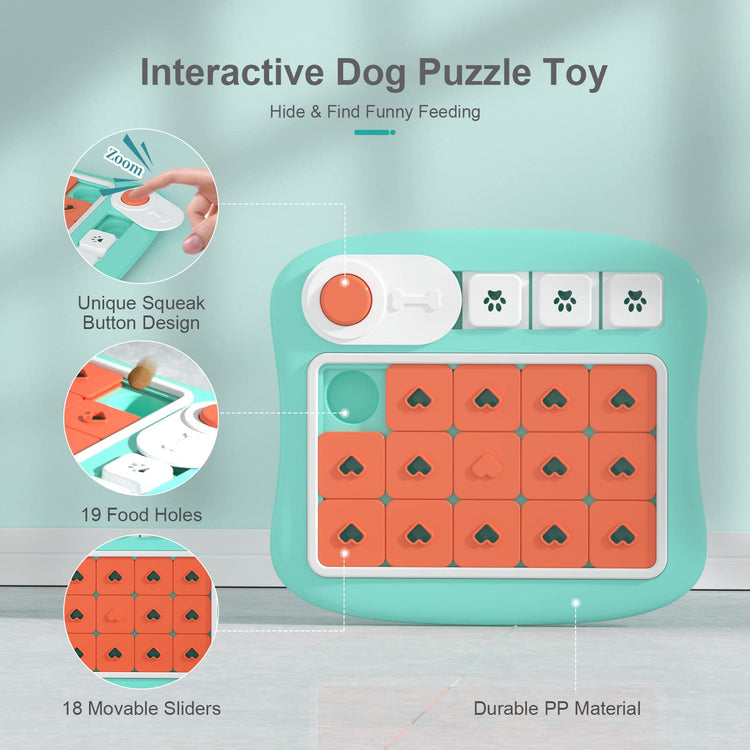 FOXMM Interactive Dog Treat Puzzle Toys for IQ Training & Mental Stimulating,Fun Slow Feeder,Large Medium Small Dogs Enrichment Toys with Squeak Design