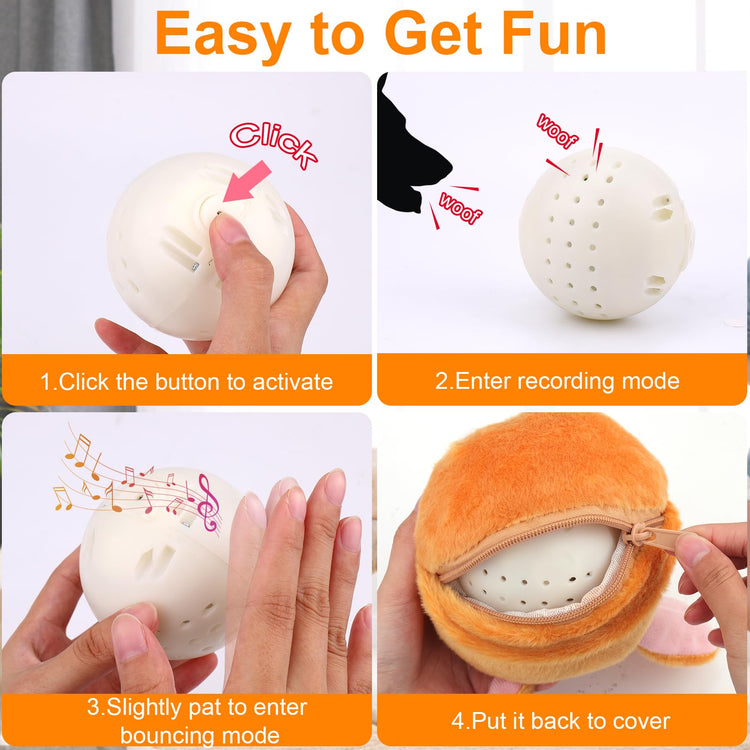 Mity rain Interactive Dog Toys with Thicken Plush, Moving Dog Toy with Recording Mode Shaking & Singing Mode Bouncing, Funny Ball Jumping to Keep Them Busy & Chase, Rechargeable (Octopus)